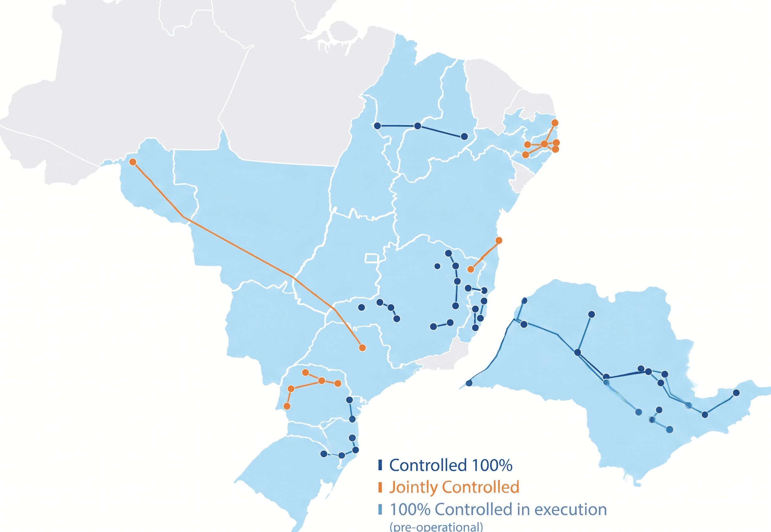 Map of ISA Energia Brasil (B3: ISAE3; ISAE4) transmission lines in Brazil Source ISA ENERGIA RI